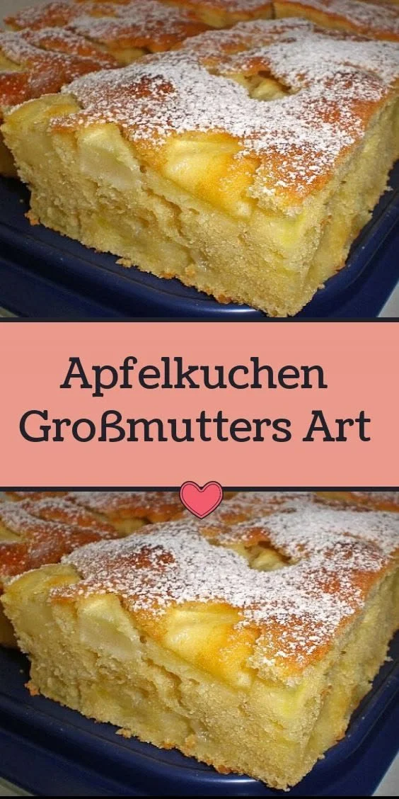 Traditioneller Apfelkuchen Großmutters Art mit frischen Äpfeln und Gewürzen.