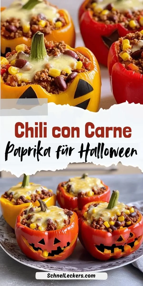 Chili con Carne Paprika Rezept für Halloween auf einem Tisch angerichtet