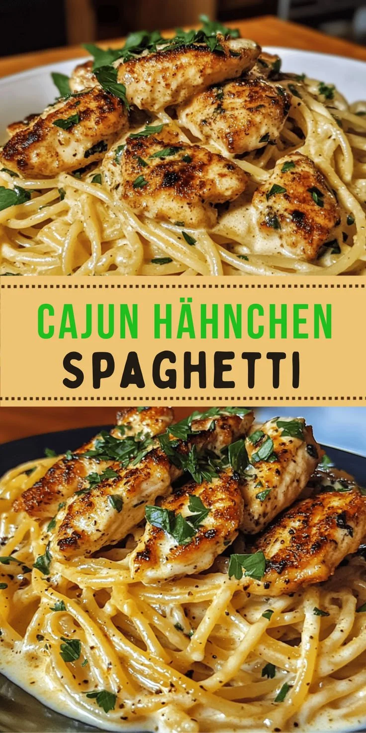 Cremige Cajun-Hähnchen-Spaghetti mit würziger Sauce