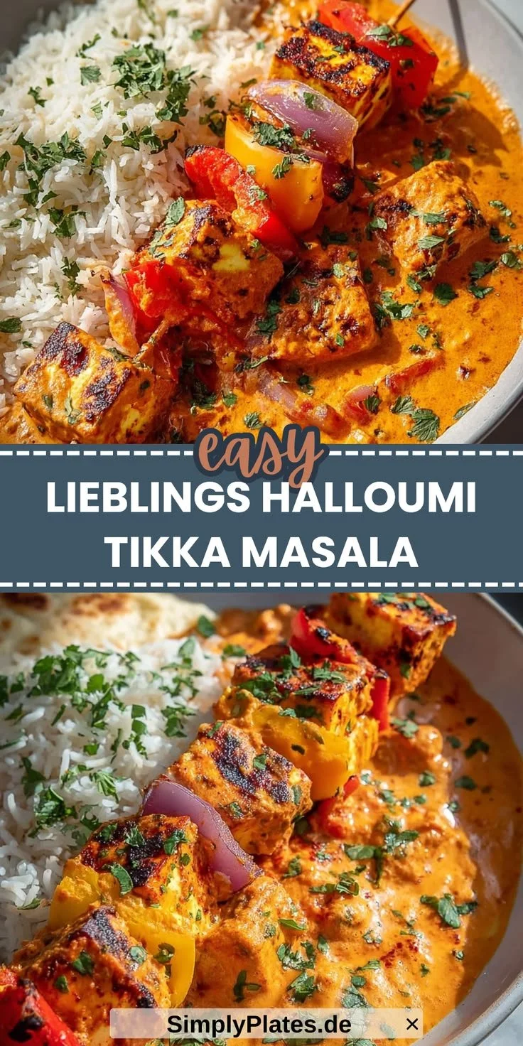 Leckeres Halloumi Tikka Masala Gericht mit frischen Zutaten