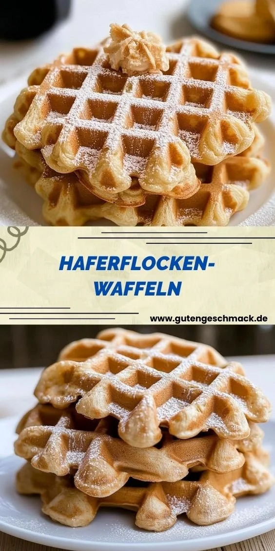 Leckere Haferflocken-Waffeln auf einem Teller serviert.