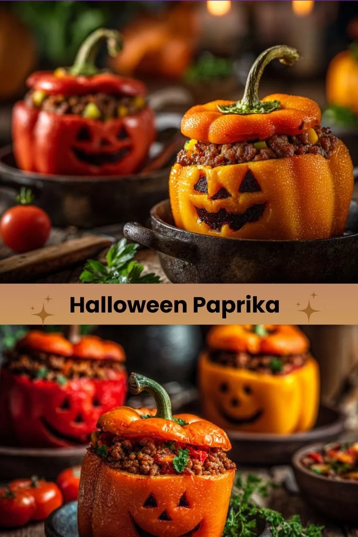 Gefüllte Jack O’Lanterns aus Paprika für Halloween