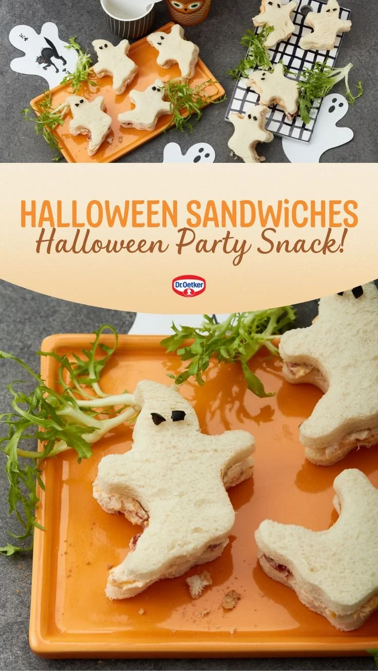 Kreative Halloween Sandwiches als Party-Snack für unvergessliche Feste.