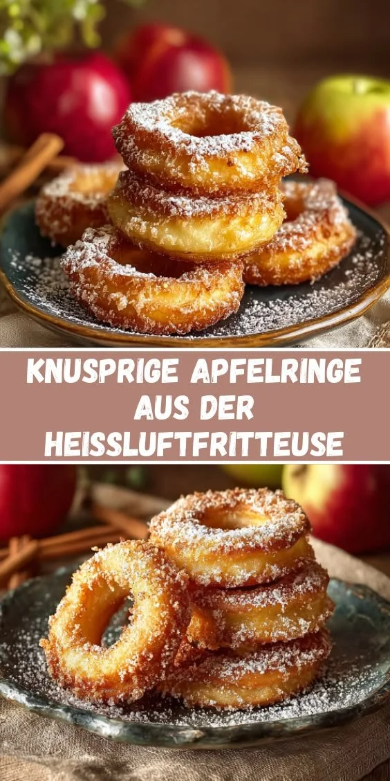 Knusprige Apfelringe aus der Heißluftfritteuse als süßen Snack