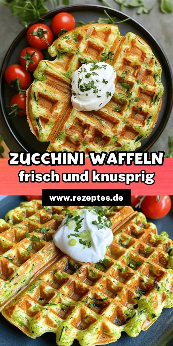 Köstliche Zucchini Waffeln auf einem Teller serviert