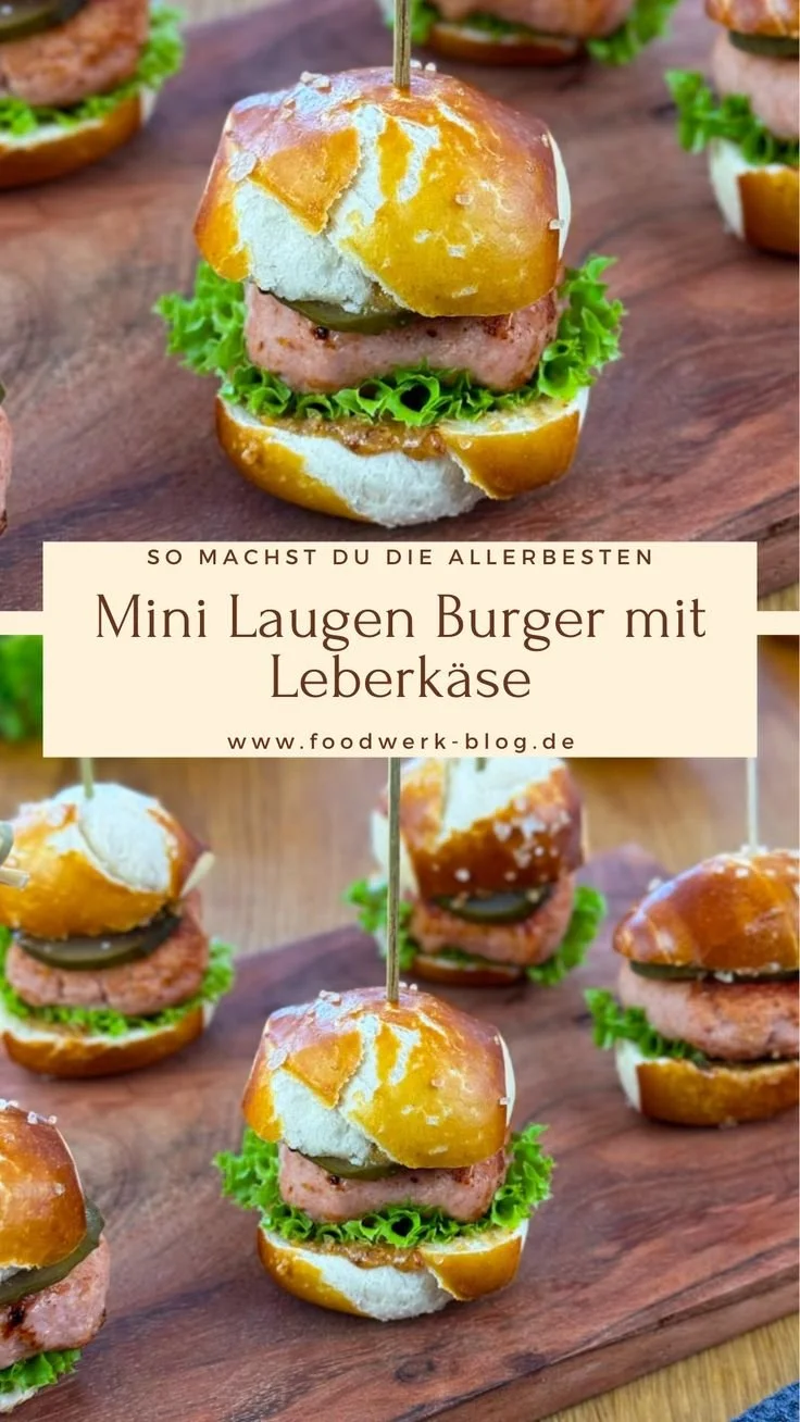 Mini Laugen Burger mit Leberkäse auf einem Teller