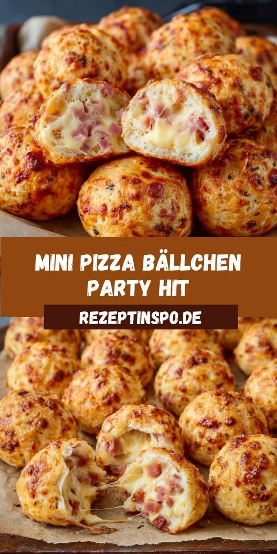 Leckere Mini Pizza Bällchen auf einem Party-Tisch serviert.