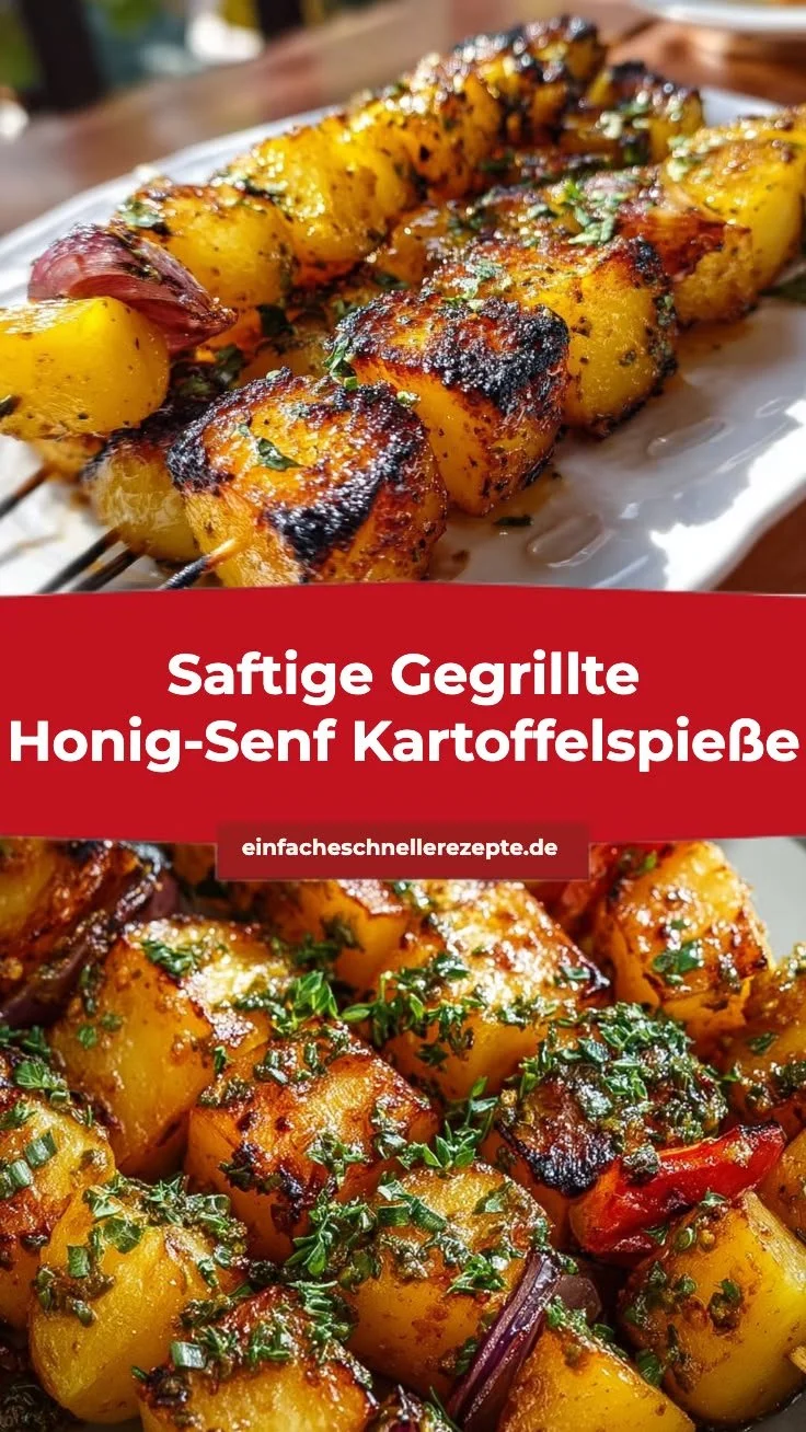 Saftige gegrillte Honig-Senf Kartoffelspieße auf einem Party-Buffet.