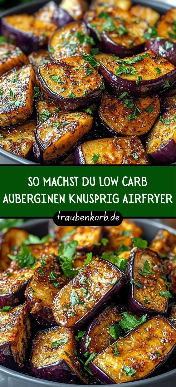 Knusprige Low Carb Auberginen aus dem Airfryer auf einem Teller