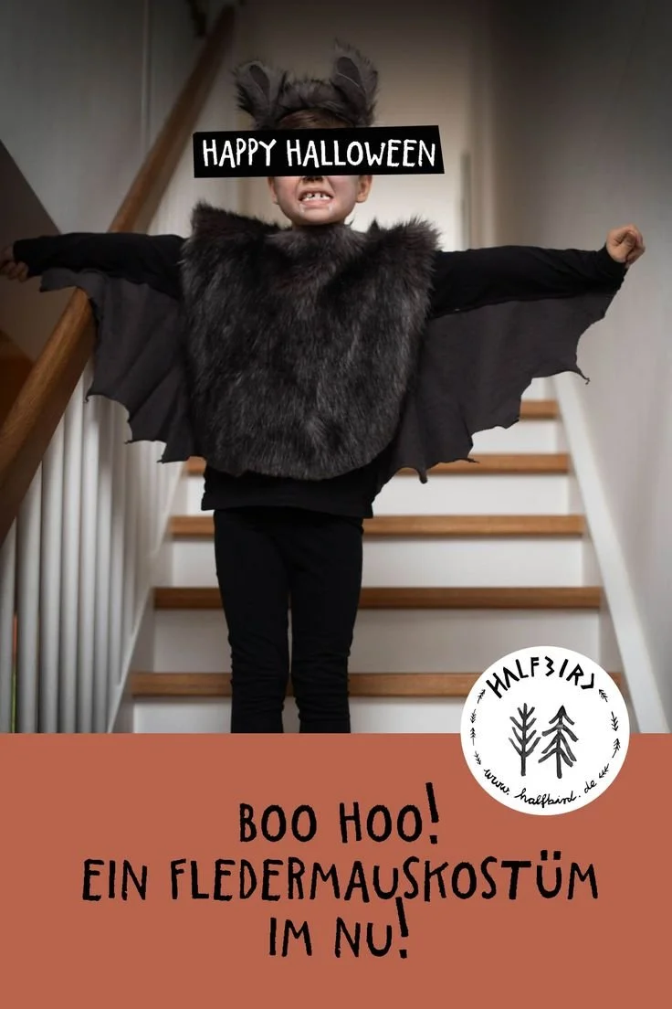 Kreatives Fledermauskostüm für Halloween mit schnellen Bastelanleitungen